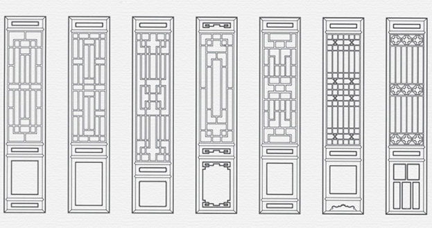 东胜常用中式仿古花窗图案隔断设计图